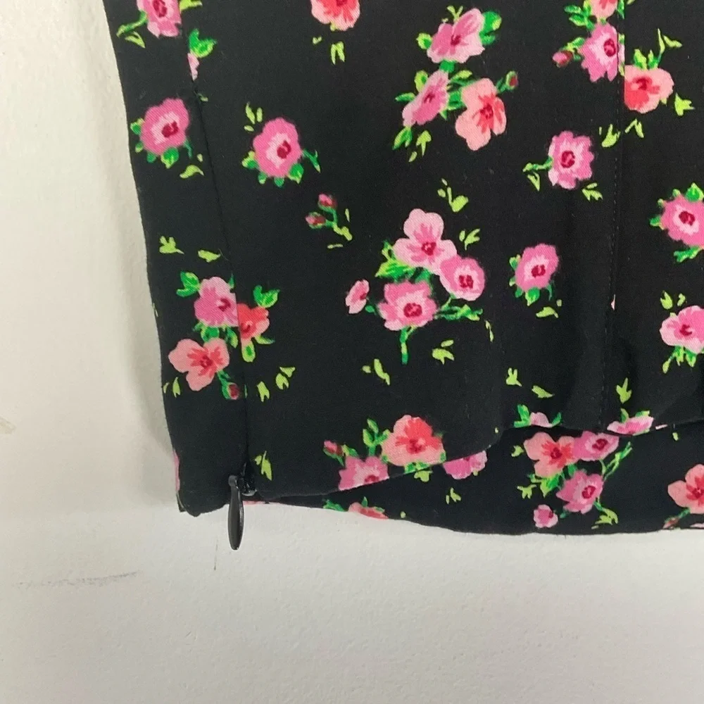 Zara Top Floral Crop‎ Bustier Black Pink Roses Viscose Corset Womens Size M NWT - Picture 5 of 10
